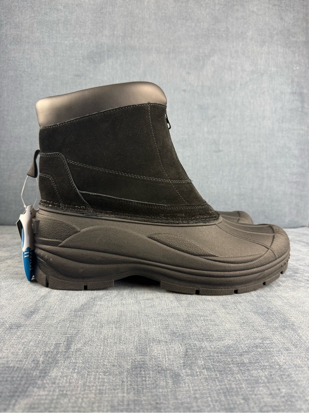 Weatherproof Men’s Benson Black Suede Waterproof Front Zip Winter Boots SZ 13M